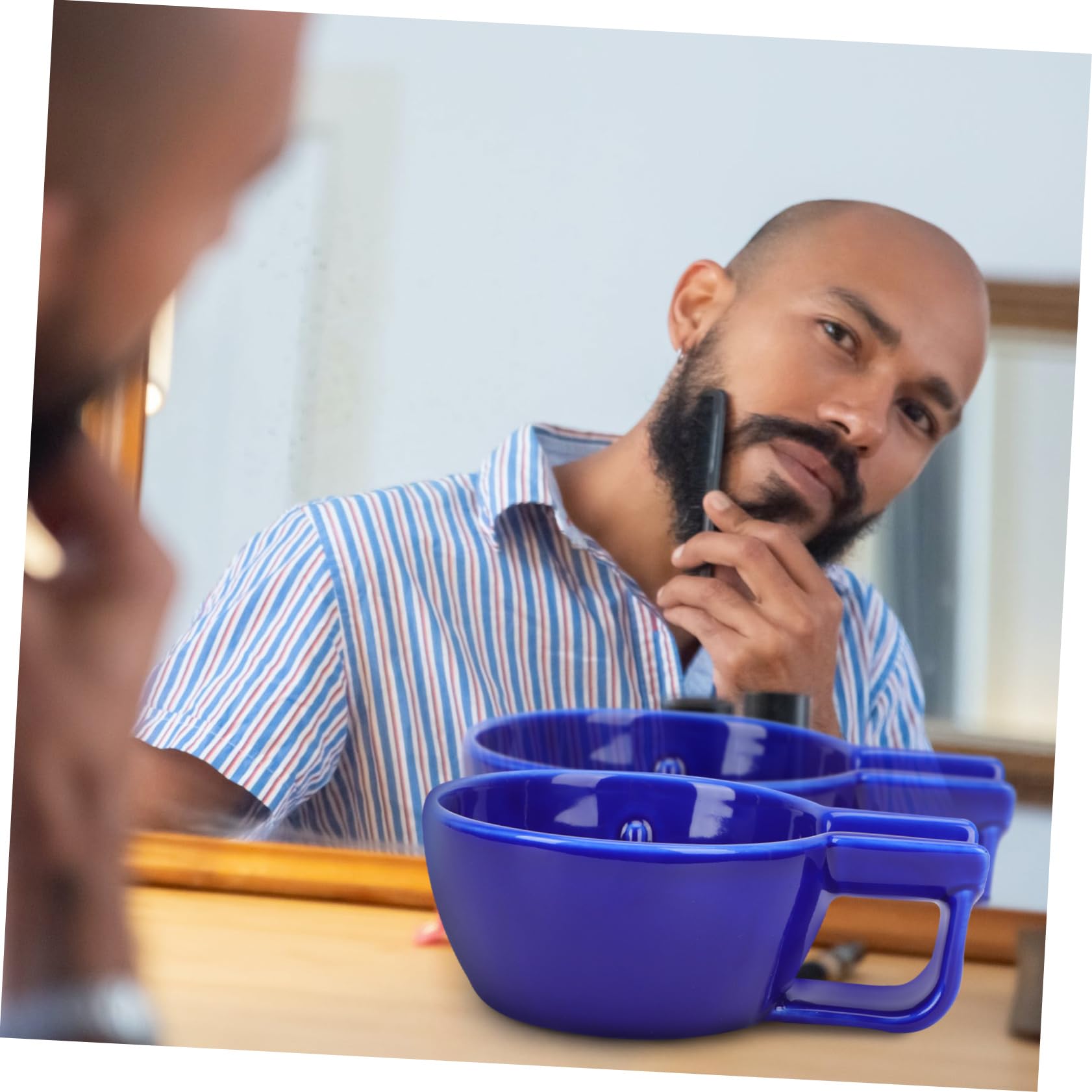 Tazón de Afeitar Cerámico Azul para Hombre Capacidad Grande para Espuma y Duradera Práctico Cuenco para Jabón de Afeitado Seguro y Resistente