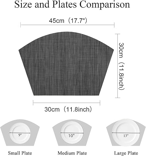 Miniatura 173 de SHACOS - Manteles individuales de PVC para mesas redondas, manteles individuales con curvatura, antideslizantes, resistentes al calor, de vinilo,