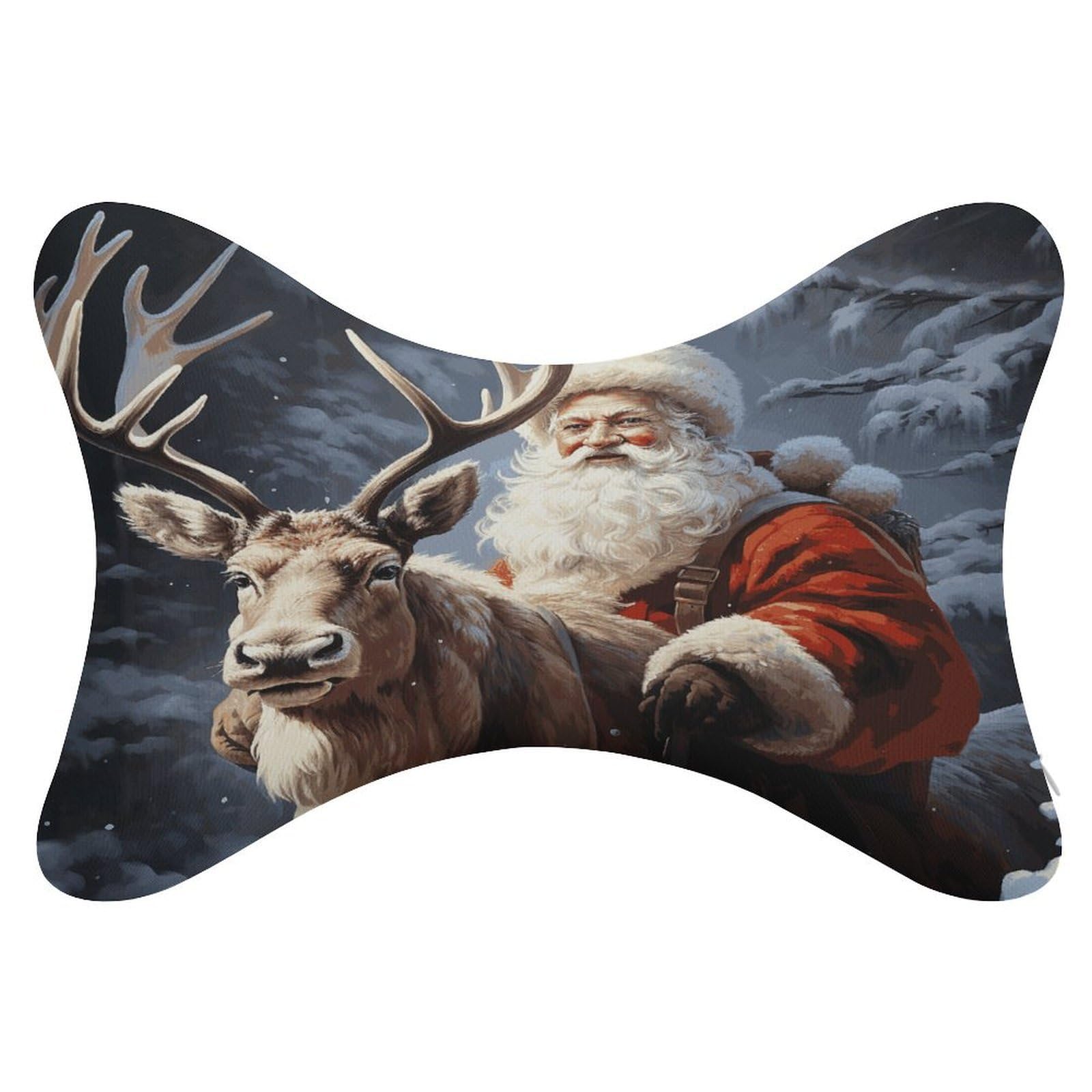 Khauerbc Style Santa Claus And Deer Elk Car Headrest Pillow - 2 Pack,Neck Pillow With Washable Removable Cover,Car Travel Pillow For Car Bus Truck Driving Comfort