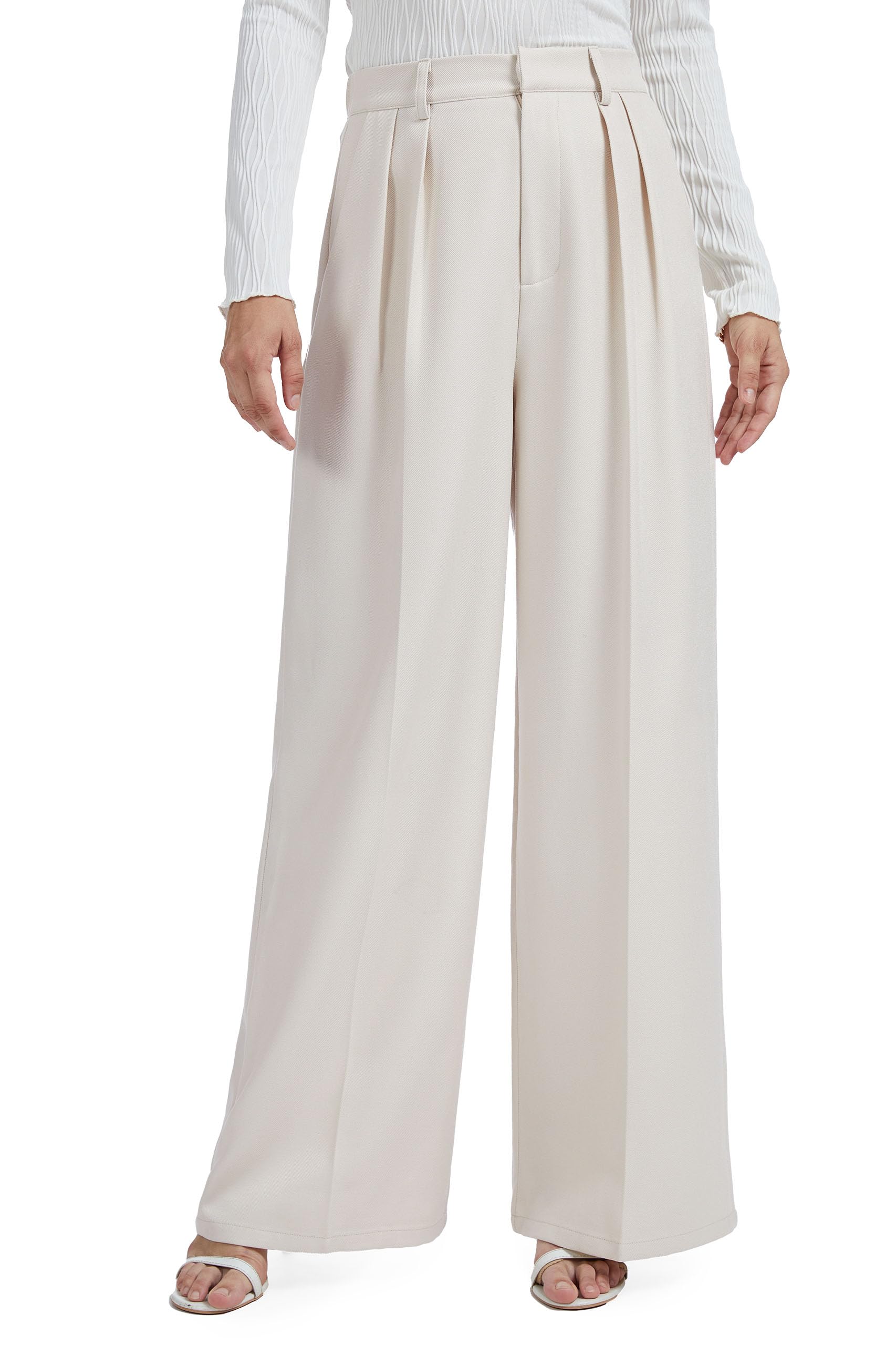 Women High Waisted Wide Leg Pant with Pockets Flowy Business Work Slacks