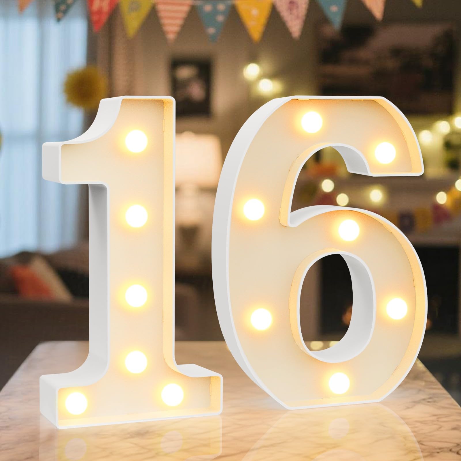 Ledido LED Light Up Marquee Numbers Sign - Cool & Warm Light up Numbers for 40th Birthday Decorations, LED Number Lights for Wedding Anniversary Grad Home Bedroom Table Wall Party Decor, Number 40 — view 68