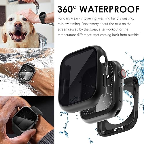 Miniatura 5 de CHANCHY Funda de privacidad impermeable para Apple Watch Series 6, 5, 4, SE SE2 de 1.575 pulgadas, parachoques duro de PC con protector de pantalla