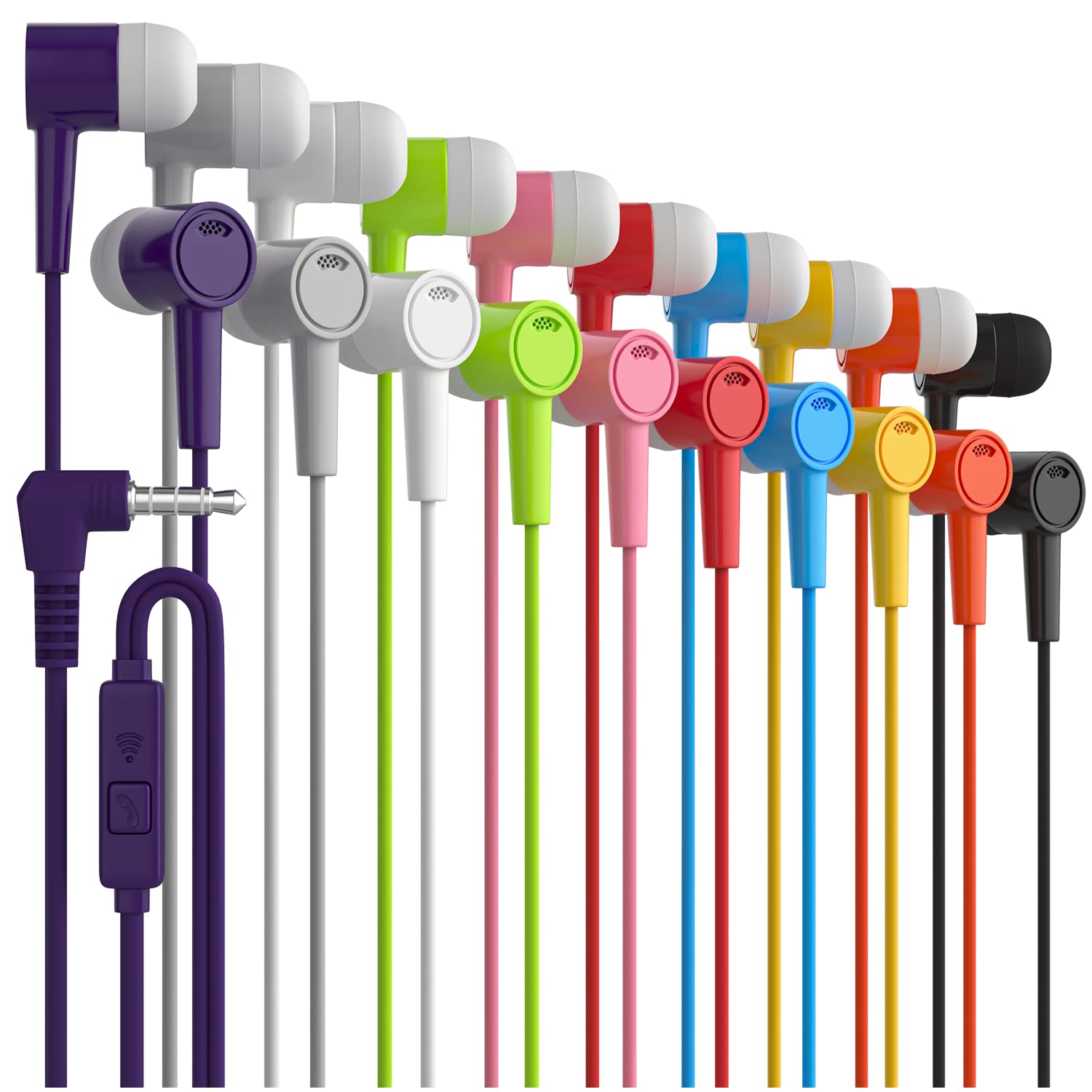 Maeline Wired Earbuds 20 Pack, New Headphones with Microphone, Earphones with Heavy Bass Stereo Noise Blocking, Compatible with iPhone and Android