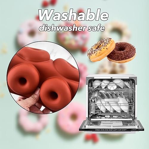 Miniatura 5 de Molde para donas, moldes de silicona para donas para hornear, molde de rosquilla para 8 rosquillas de tamaño completo para hornear, molde para