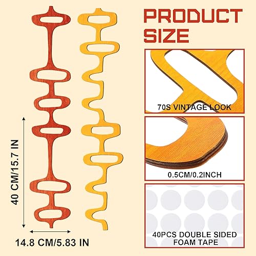 Miniatura 2 de Wenqik Paquete de 8 paneles de pared modernos de mediados de siglo, decoración de pared geométricos abstractos de madera grandes para interiores,