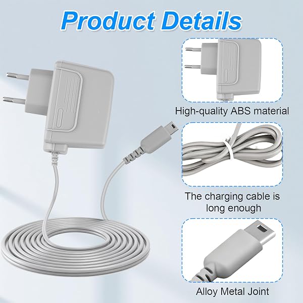Chargeur pour DS Lite,Adaptateur Secteur Alimentation Chargeur Compatible avec Nintendo DS Lite,450mA, 5.2V Charger Power Adapter Portable pour Console,Pas pour DS,(Gris) - 4