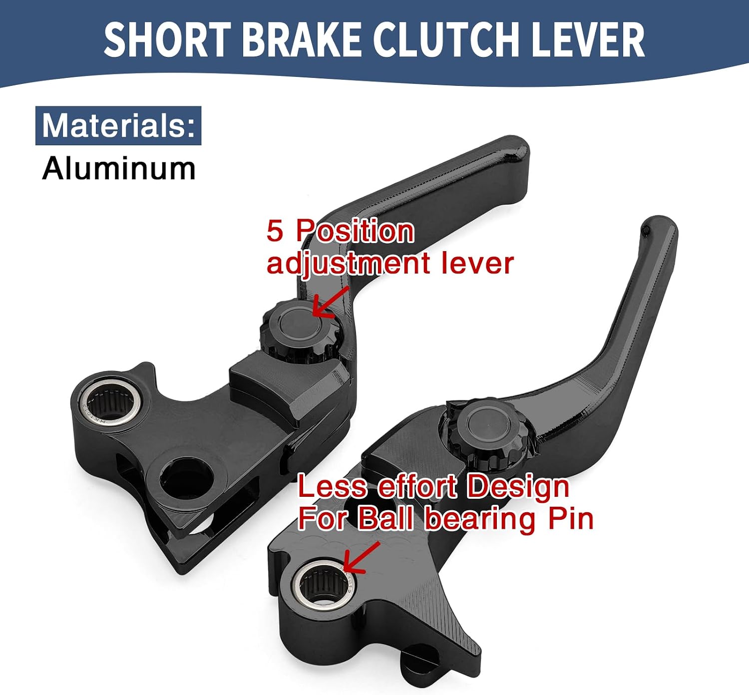 Motorcycle Levers Brake Clutch Handle Lever Adjustable Fit for Harley 1996-2007 Touring Road King Electra Glide Road Glide Street Glide 96-03 Sportster XL 96-17 Dyna Softail (Short, Black)
