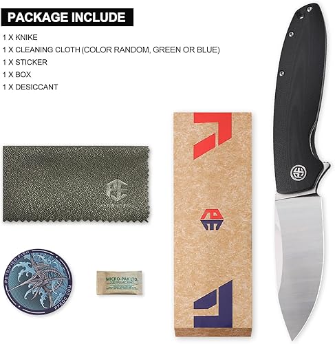 Miniatura 4 de Petrified fish PFB01 Terra,3.54 "Hoja de acero D2, mango G10 Flipper Liner lock Cuchillo plegable (negro)