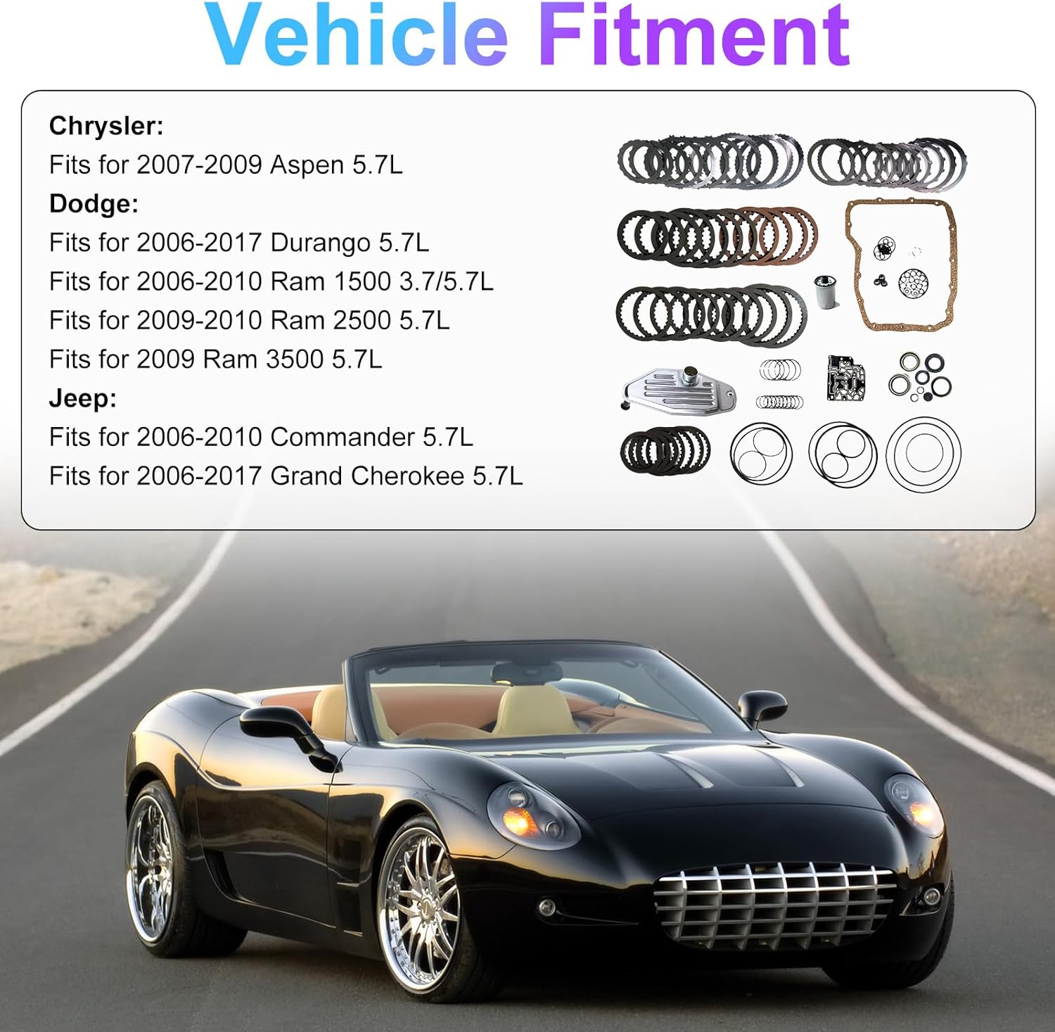 45RFE 545RFE 65RFE Transmissions Master Rebuild Kit w/Filter Friction Steel Fits for 07-19 Chrysler Aspen, 06-17 Dodge Ram, 06-17 Jeep Commander 5.7L V8 OE 45RFE 545RFE 65RFE 00004543AA
