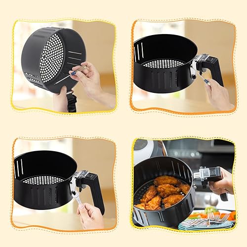 Miniatura 4 de Tissting Cesta para freidora de aire de 2.75 cuartos de galón, 7.5 x 3.7 pulgadas, escurridor reutilizable antiadherente para freír hornear a la