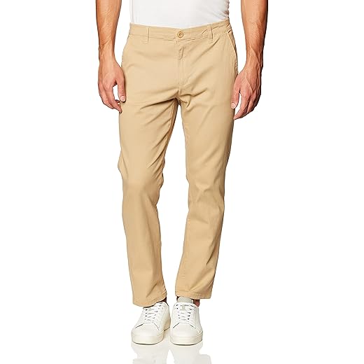 WT02 Men's Long Basic Stretch Skinny Chino Pant, Light Khaki(New), 34X30