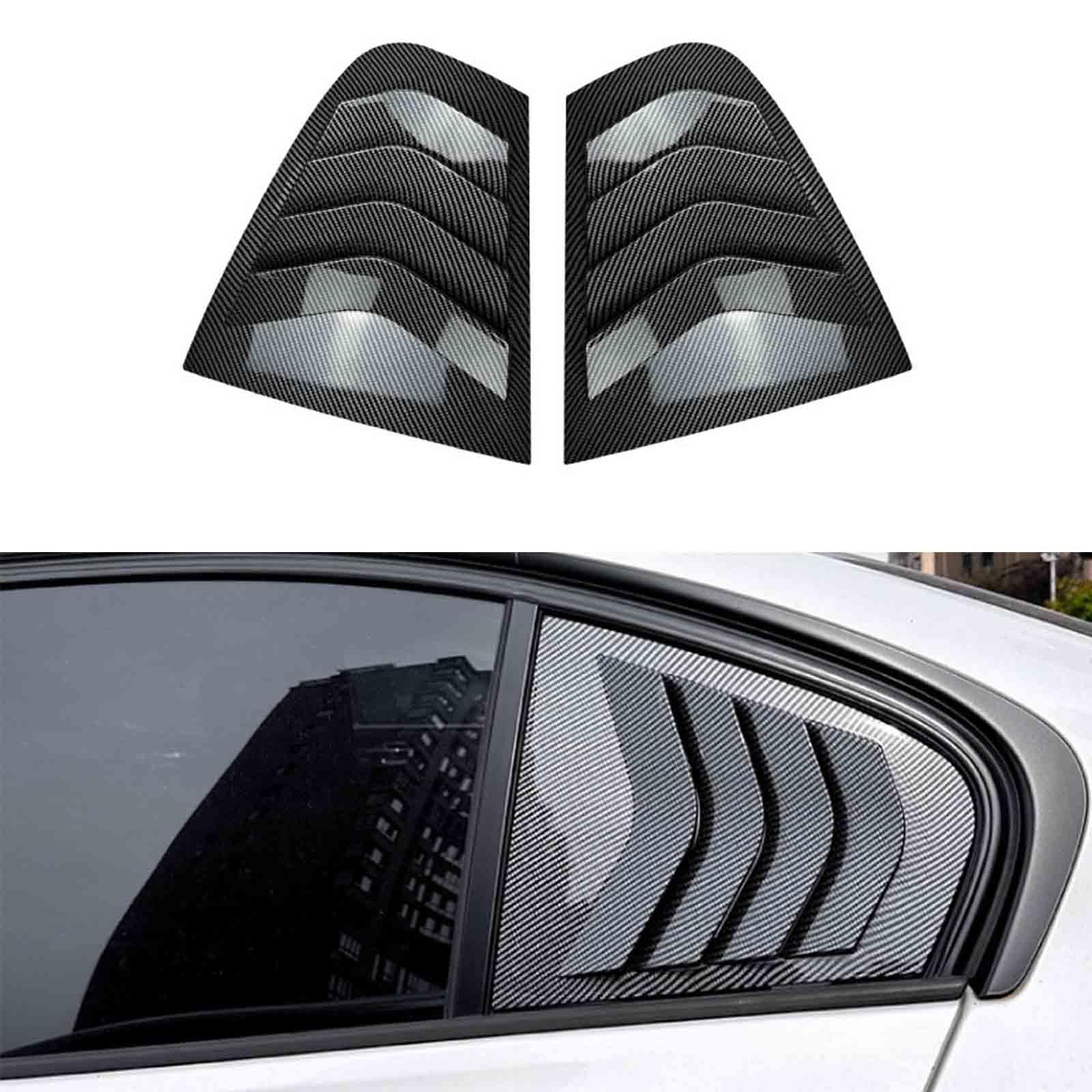 YPFYBHD Rear Window Louver Shutter, Compatible with BMW 3 Series F30 320i 325i 330i 2013-2019, 2Pcs Triangle Blinds, Side Vent Panel Decoration Cover, Carbon Fiber Look