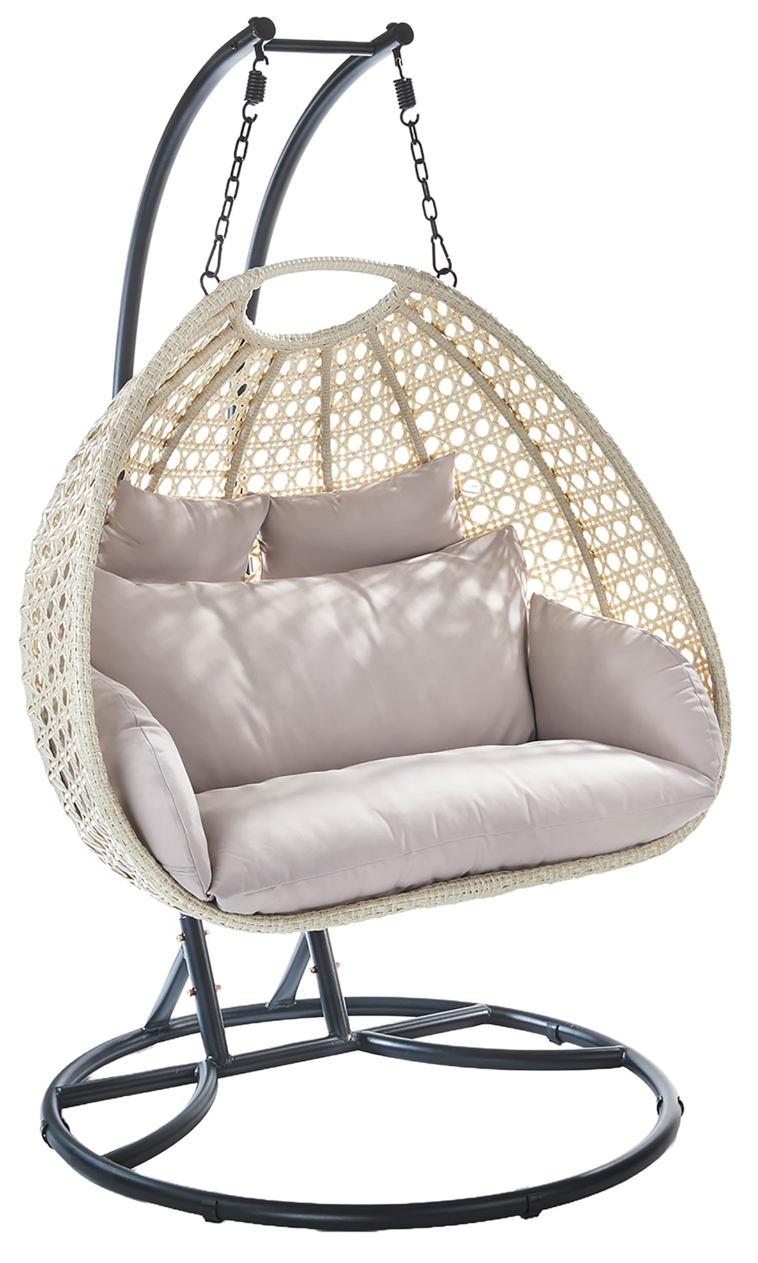 Kobolo Hängesessel Big Polyrattan Metallgestell 130x172x202 cm Grau