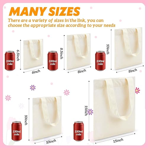 Vista 97 de Amylove 24 mini bolsas de lona en blanco para sublimación, reutilizables, para comestibles, equipaje de bricolaje, para fiestas incluso