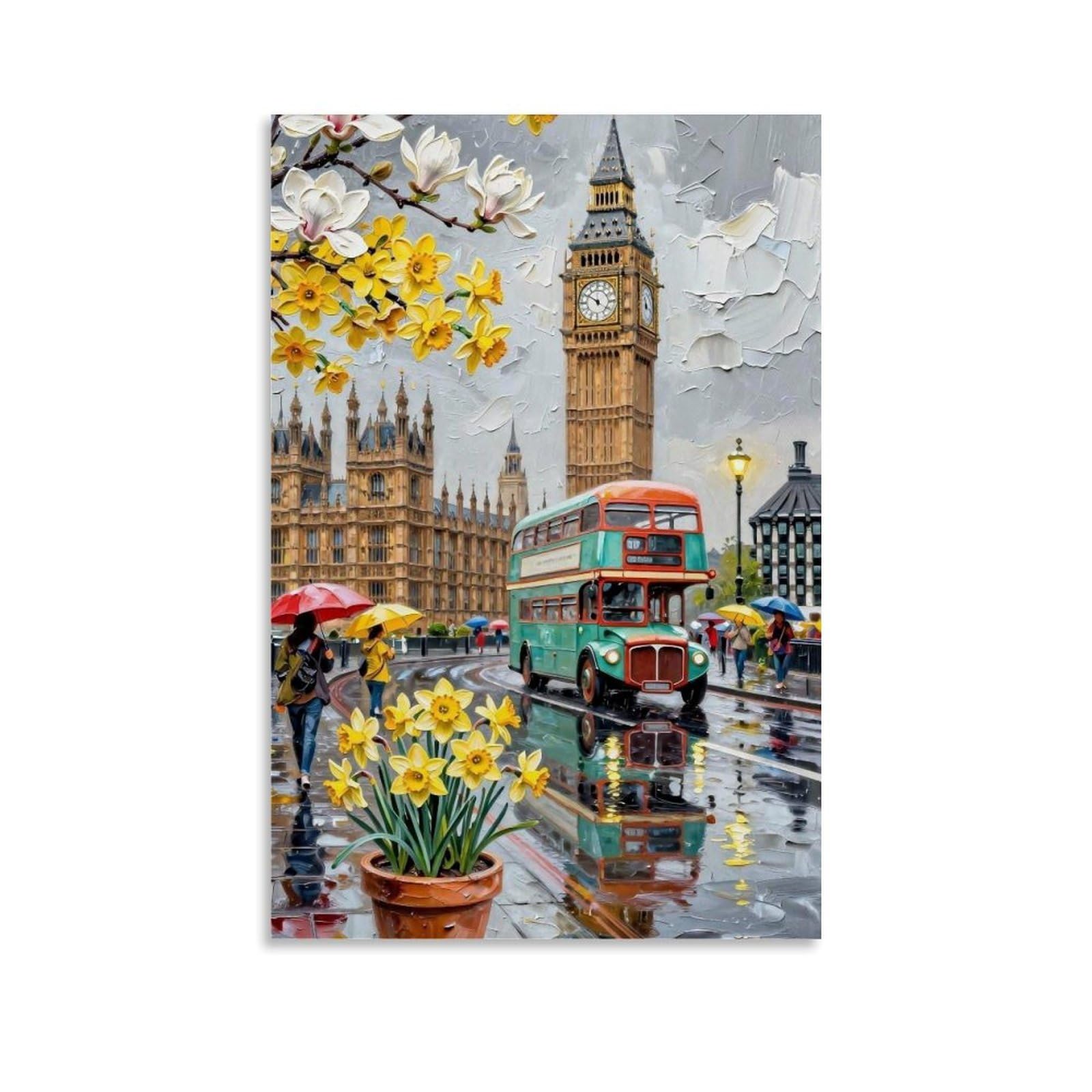 HUERYRYHY Beautiful London 03 Poster Wall Art Canvas Vintage Aesthetic Painting Decor for Rooms 08x12inch Unframe-style