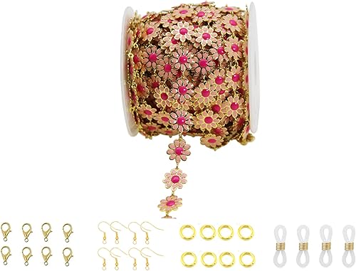 Miniatura 9 de PAMIR TONG Cadena de abalorios de girasol esmaltada hecha a mano con fornituras de latón chapado en oro para hacer joyas, máscara de vidrio,