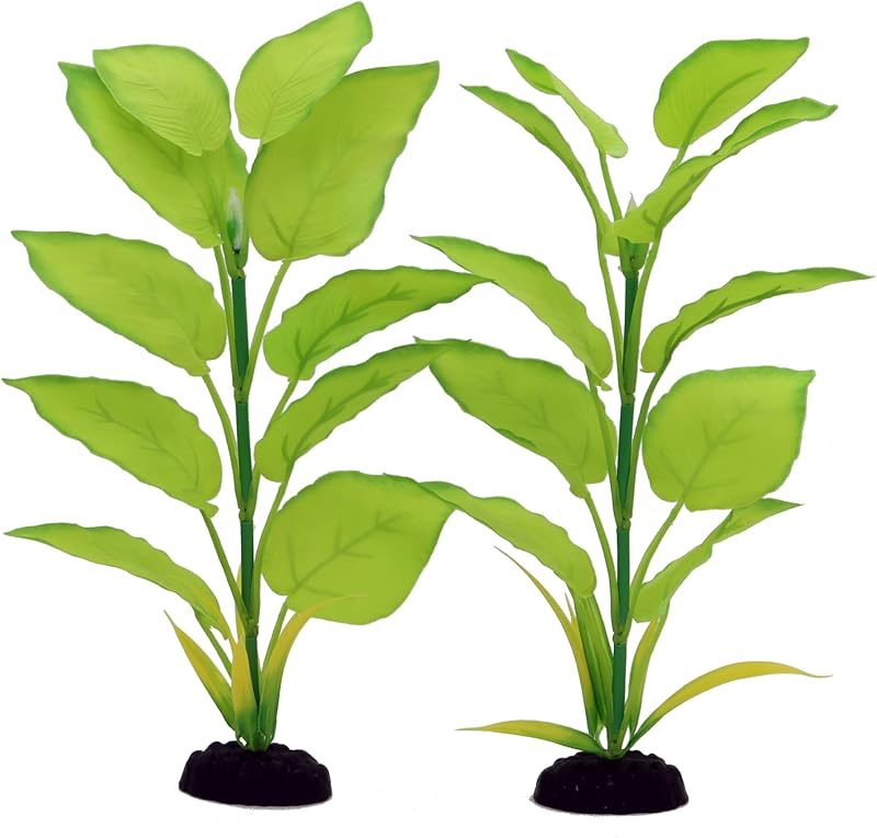 Plantas Artificiais de Seda para Aquário DVHEY, Folhagem Macia com Base Pesada, 30,48 cm, Pacote com 2