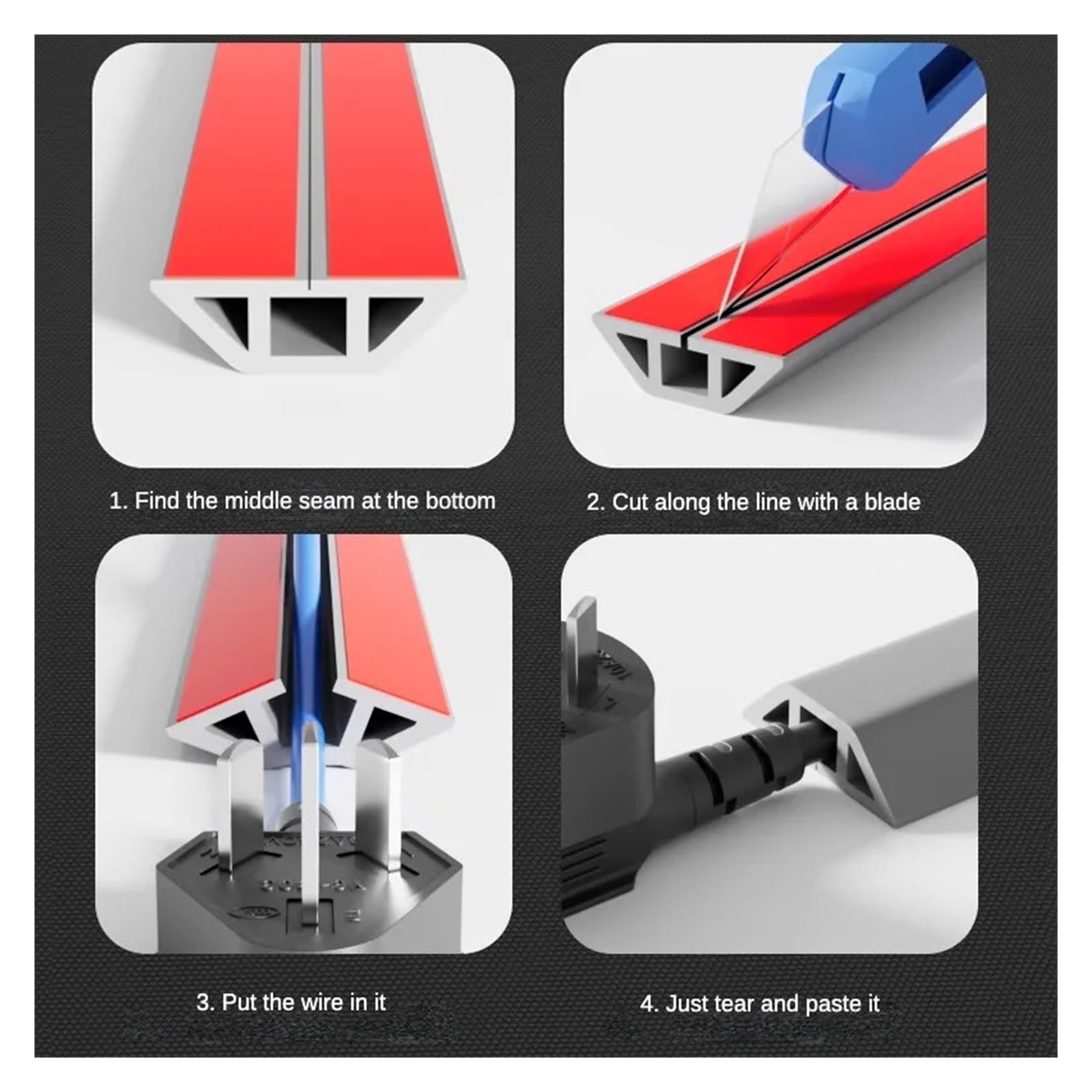 1 m weicher PVC-Schutz for den Boden, Kabelkanal, Kabelverdeck, Kabelversteck, Kanalwandkabel-Abdeckungshülse for Verstecken von TV-Kabeln an der Wandhalterung für das Heimbüro(D40 Brown)