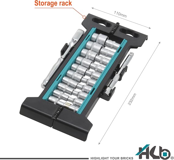 HB 22-Piece Socket Set AGX005-U, 90-Tooth Ratchet 1/4 Drive, Non-Slip Sockets for Rounded or Standard Bolts, Compact Foldable Storage Rack, Chrome Vanadium Steel, Made in Taiwan