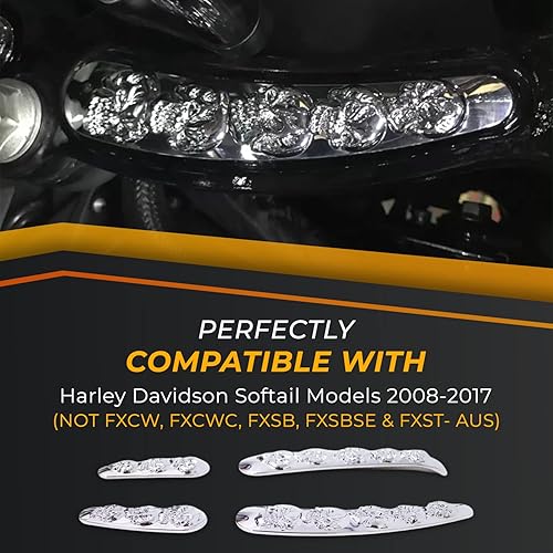 Miniatura 6 de Marco de basculante de calavera cromada 3D personalizada para Harley Davidson Softail modelos 2008-2017 (no FXCW, FXCWC, FXSB, FXSBSE y FXST- AUS