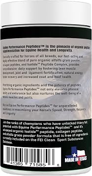 Equine Performance Peptides Horse Peptide, Organic Horse Supplement, Hoof Joint & Muscle Support, Weight Gain for Horses, 60 Servings