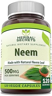 Herbal Secrets Neem Supplement | 500 Mg Per Serving | 120 Veggie Capsules | Non-GMO | Gluten Free | Made in USA