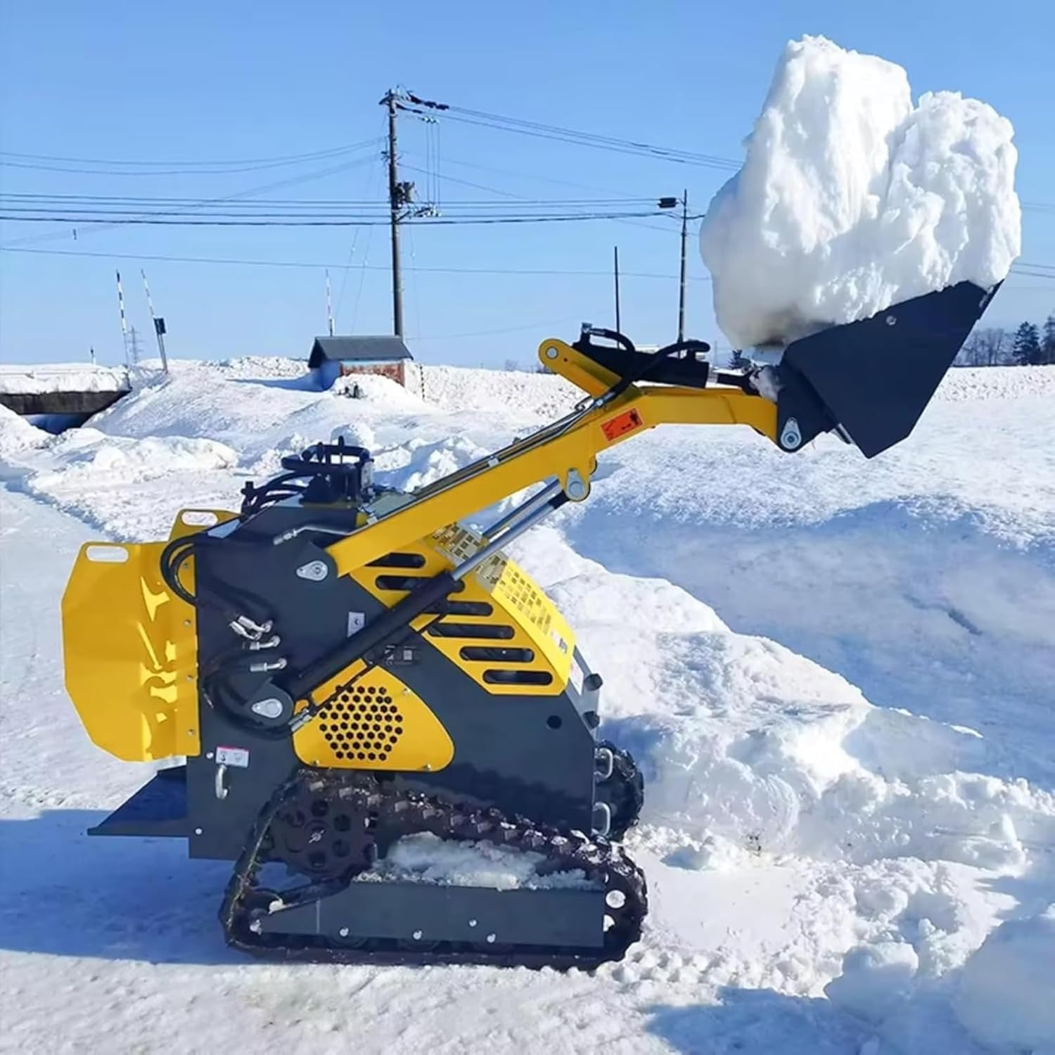 Compact Mini Track Loader for Narrow Access Jobsite, Skid Steer Loader for Backyard Projects Material Transport and Snow Clearing