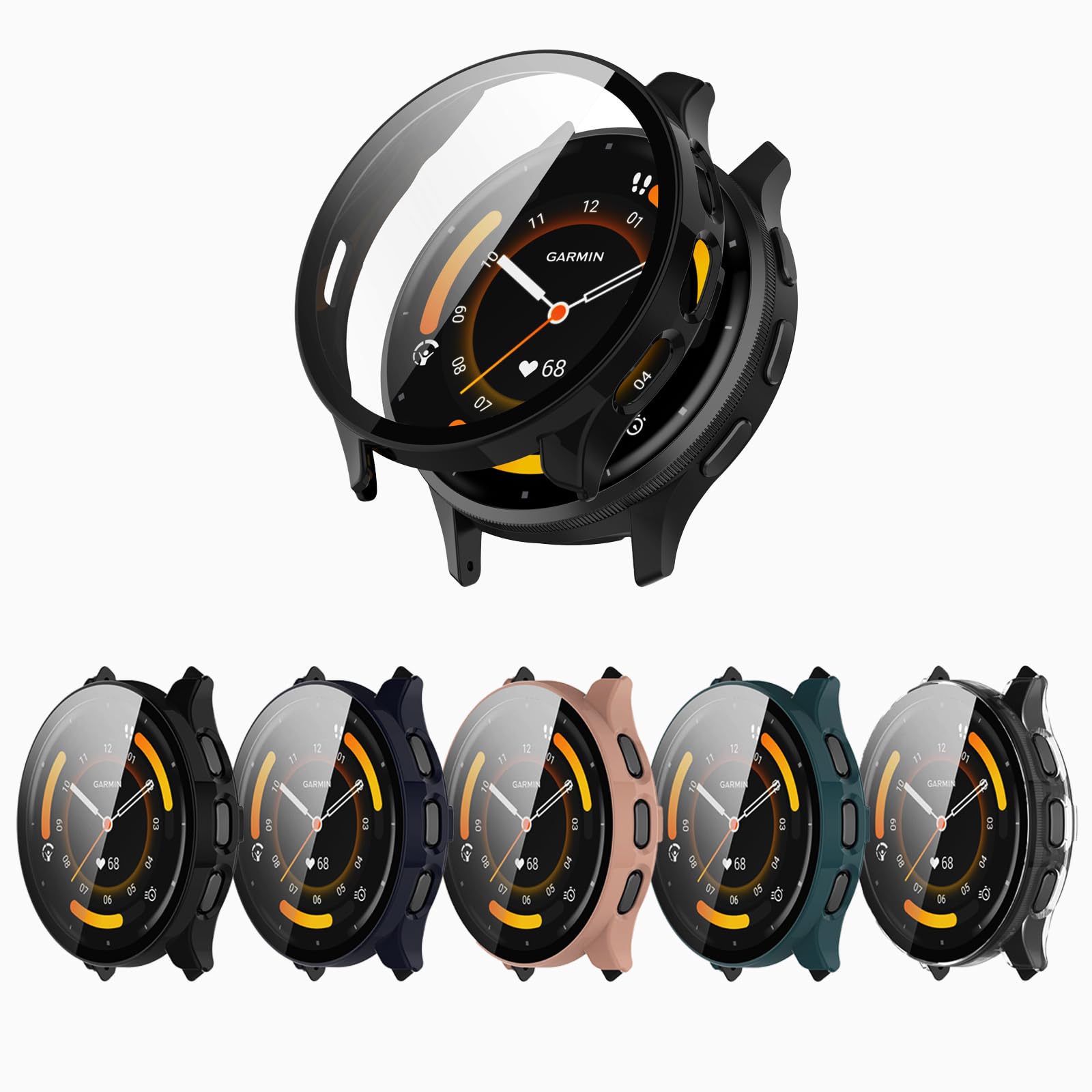 Qaerre 5-Pack Screen Protector Case Compitible with Garmin Venu 3 Smartwatch, Ultra-Thin Scratch Resistant Cover with Tempered Glass for Women Men