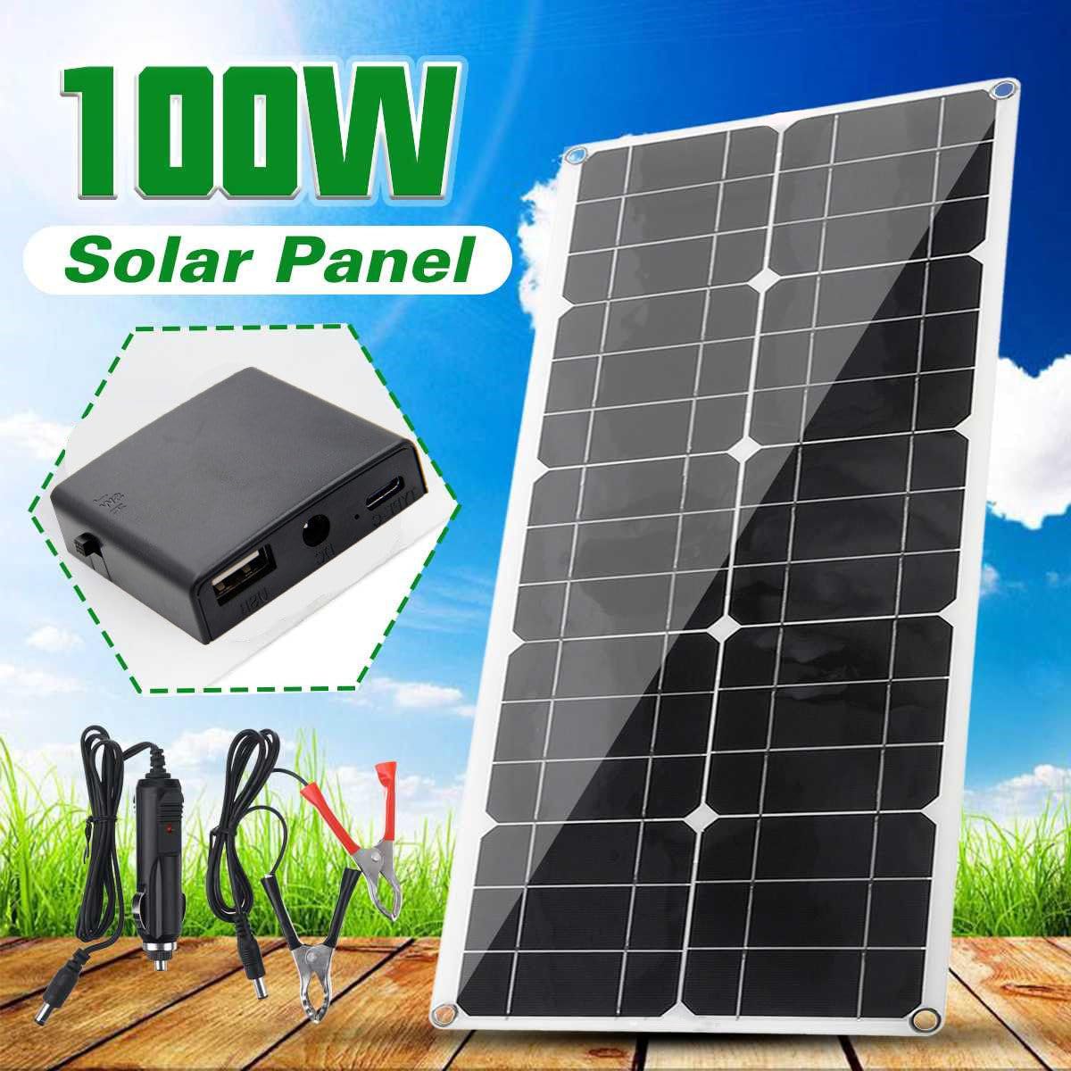 Kit De Panel Solar Flexible De 100 W, 200 W, 300 W, 400 W, 500 W, 600 W + Controlador De 40 A, Panel Solar PortáTil De AlimentacióN Usb De 12 V Para Autocaravana/Techo/Barco/Coche/Camping,1x100W