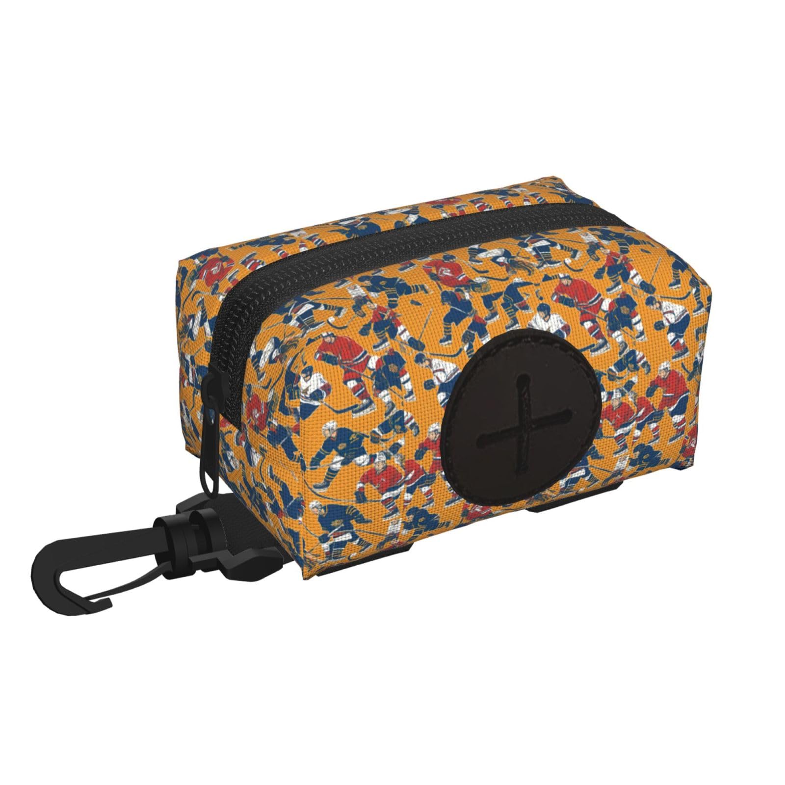 Pphgut Black Hockey Print Waterproof Pet Waste Treat Bag Outdoor Walking Hiking Pouch Camping Accessory