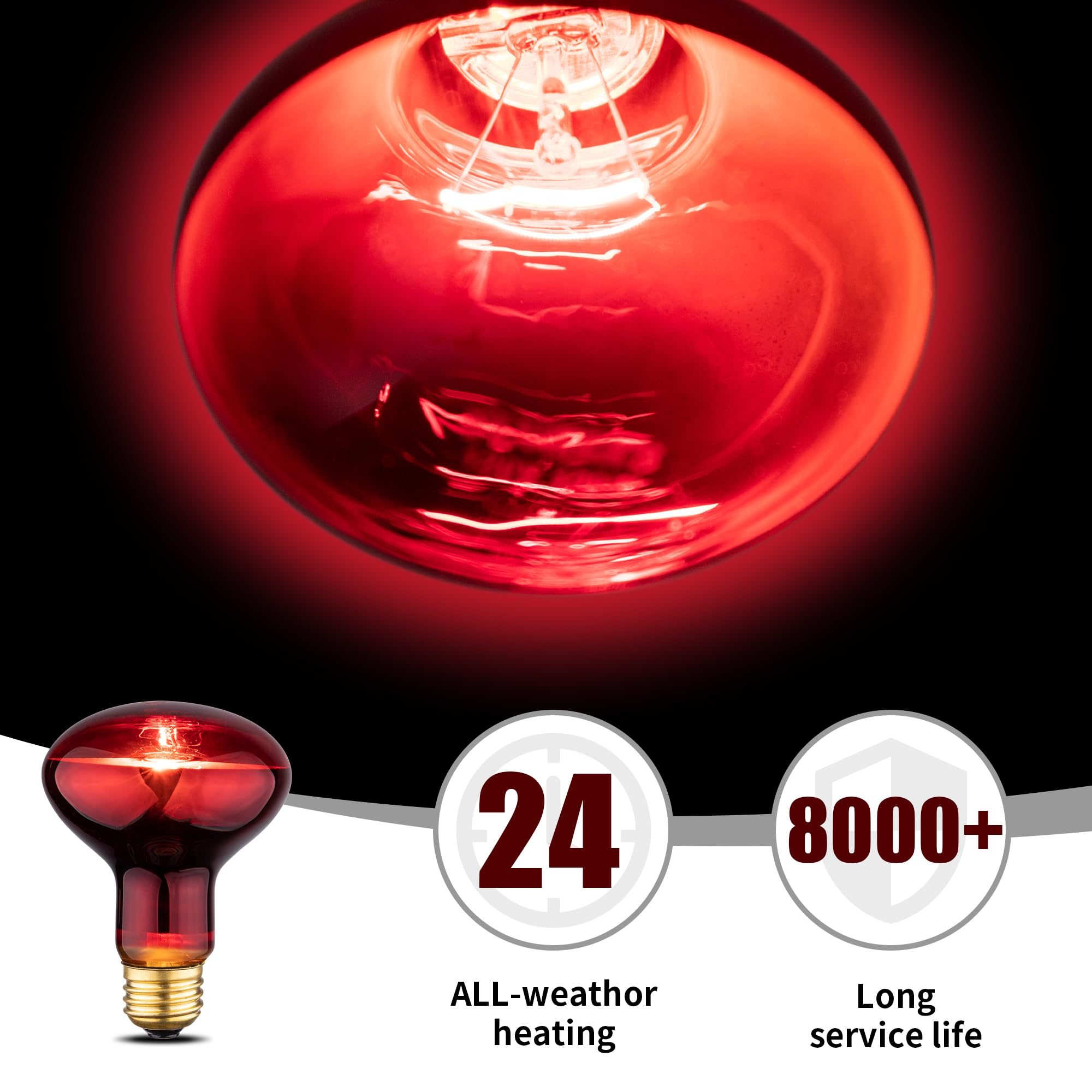 Reptile Heat Lamp Bulb, 100W Infrared Heat Light Bulbs, Red Basking Spot Lightbulb for Snake, Tortoise, Bearded Dragon, Lizard, Chicks, Turtle, Chickens, Pets - 2 Pack - image 5