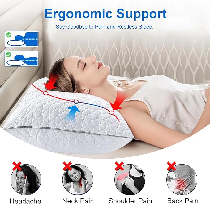 Set 2 Almohadas Memory Foam Queen Ajustables Refrescantes miniatura 7