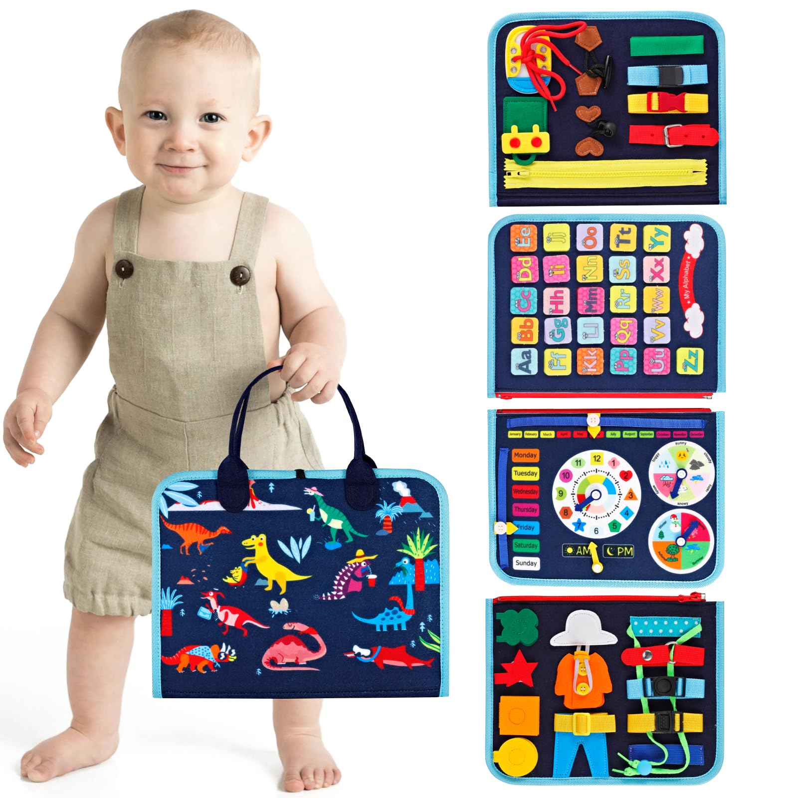 Supplim Busy Board Montessori Toy for Toddlers 1 2 3 4 5 Years Old - Educational Activity Sensory Board Preschool Learning Fine Motor Skills Toys, Toddler Travel Toy for Plane Car, Gift for Boys Girls