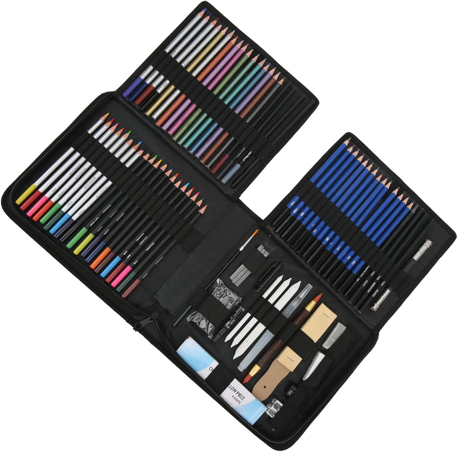 82Pcs Drawing Set Sketching Sketch Pencil Drawing Set, Sketch Pencil Set Kit, Professional Art Sketch Supplies with Sketching Tools Include Colored, Graphite, Charcoal Pencils