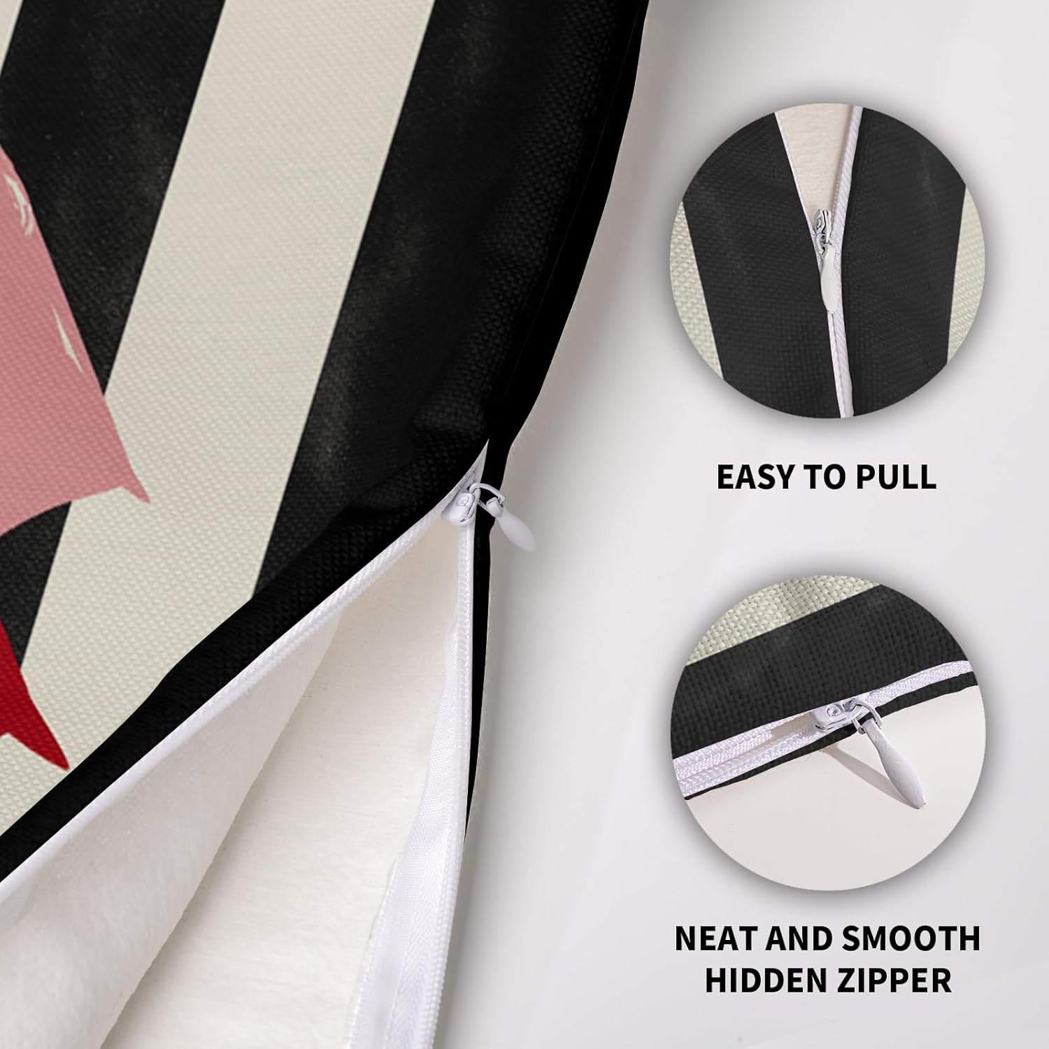 Valentines Day Pillow Covers 18X18 Set of 2, Red Pink Love Heart Valentine's Pattern Black Striped Print Decorative Throw Pillow Covers Outdoor Farmhouse Holiday Cushion Case Couch Sofa Bed Decor - Image 6