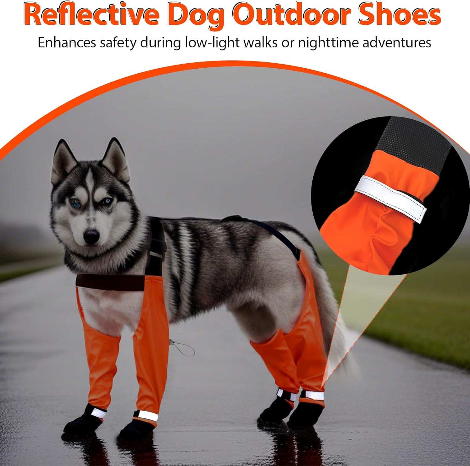 Dog Rain Boots, Waterproof Tall Dogs Suspender Boot, Anti-Slip & Fall Legging Boots Shoes for Medium Large Dogs,Adjustable Dog Paw Protector Shoes with Suspenders for Walk Hike Rain Snow (Orange, XS)
