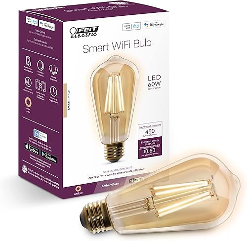Miniatura 14 de Feit Electric Bombilla inteligente ST21, 60W Eq, regulable, filamento en espiral estilo Edison. Habilitada para WiFi, funciona con Alexa/Google RGBW