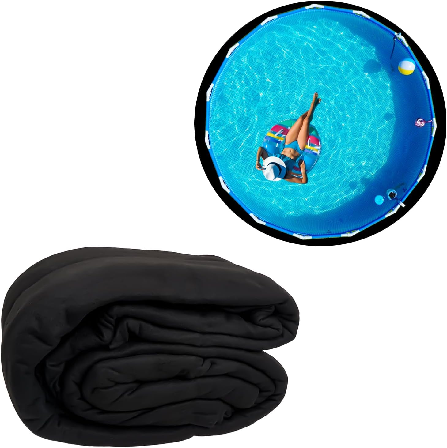 24' Round Pool Liner Pad for Above Ground Swimming Pools, Geotextile Material, Easy to Install Pool Liner, Swimming Pool Liners for Padding, Black Above Ground Pool Liner