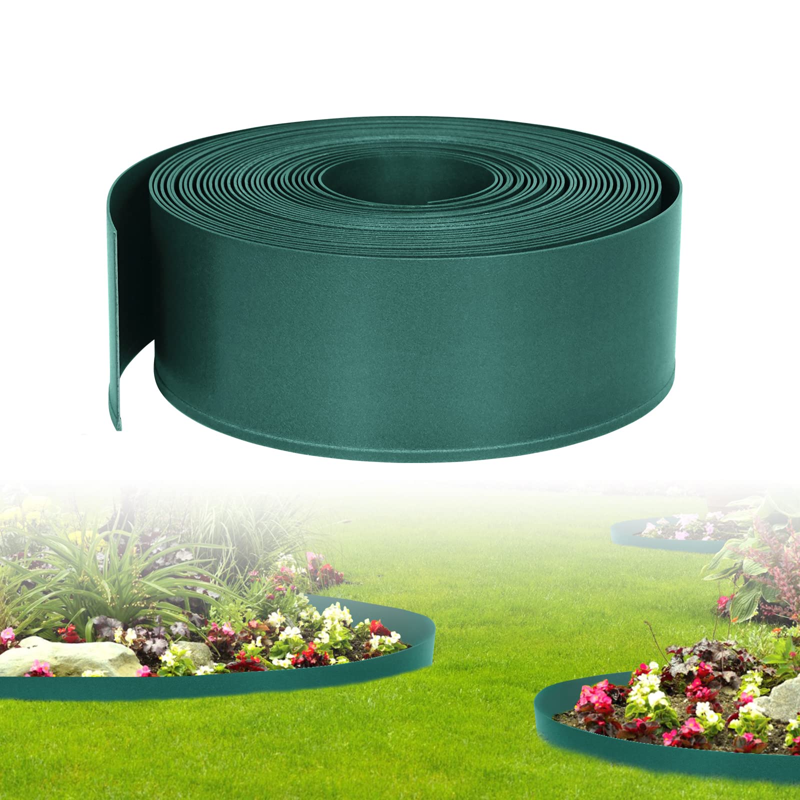 Bordure Pelouse VA-Cerulean 10m - Plastique Flexible Vert Avec 30 Piquets - Jardin Potager Clôture