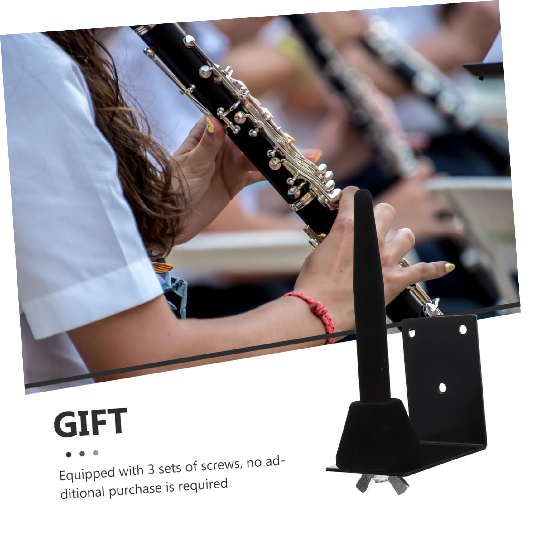 Totority Flute Hangers for Wall 1 Set Clarinet Wall Rack Space-saving Design Prevents Scratches Black Color