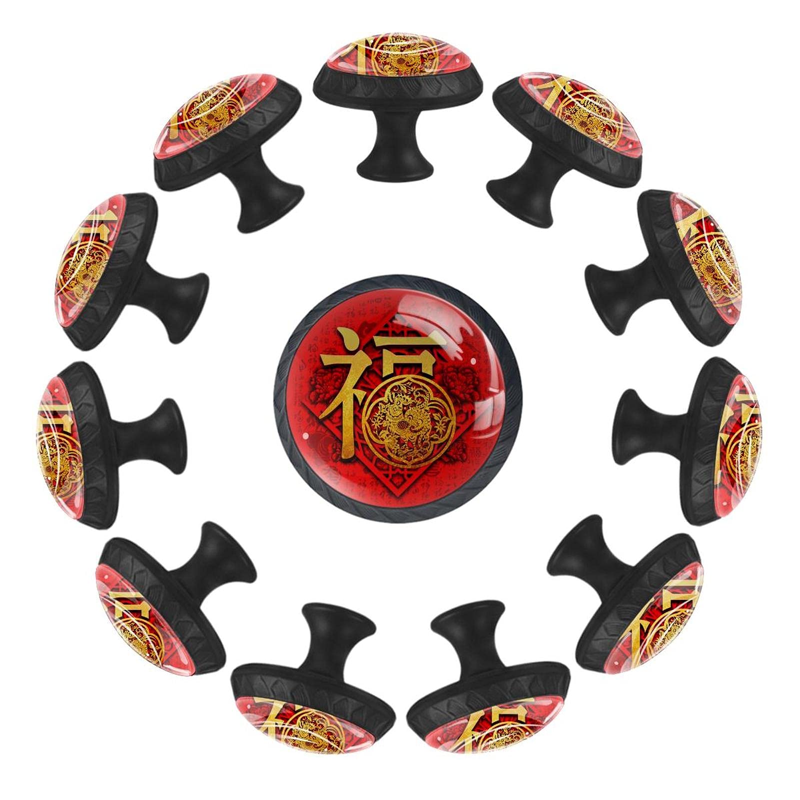 Boutons de tiroir ronds chinois rouge 35 mm pour meuble et commode de jeu