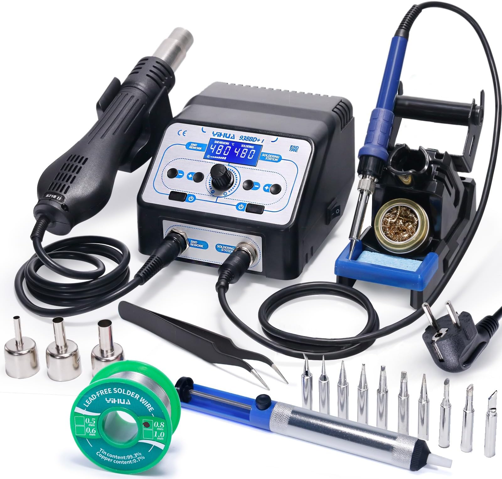 CREWORKS Heißluftlötstation 2IN1 SMD Entlötstation Heißluft Lötstation ...