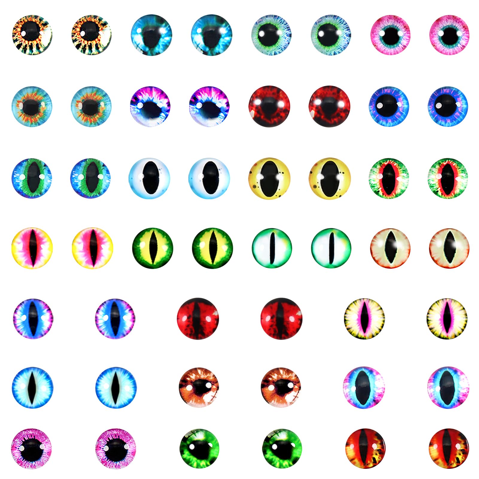TOAOB 100 pcs 10mm Glass Dragon Eyes Cabochon Eyes Safety Eyes Dolls Eyes for Doll Making DIY Craft Plush Animals