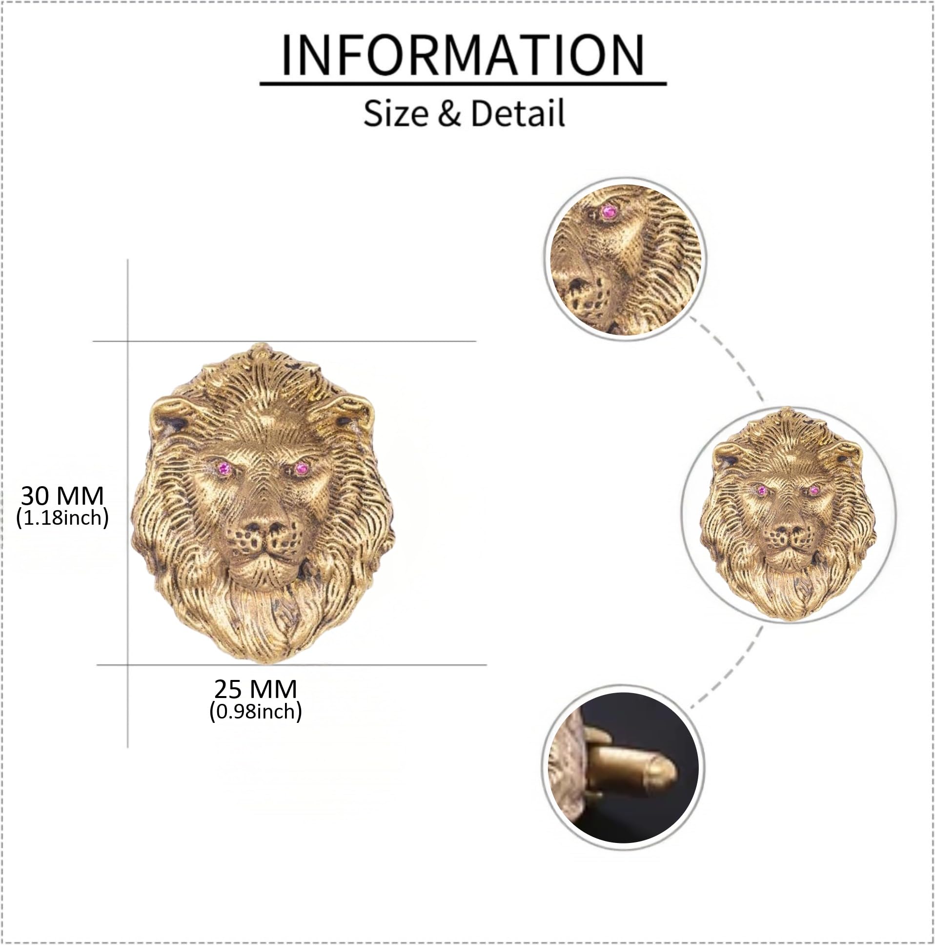 Gemelli da uomo a forma di testa di leone, in ottone di alta qualità, con confezione regalo, 30 x 25 mm, elegante regalo di Natale per marito, fidanzato e professionisti