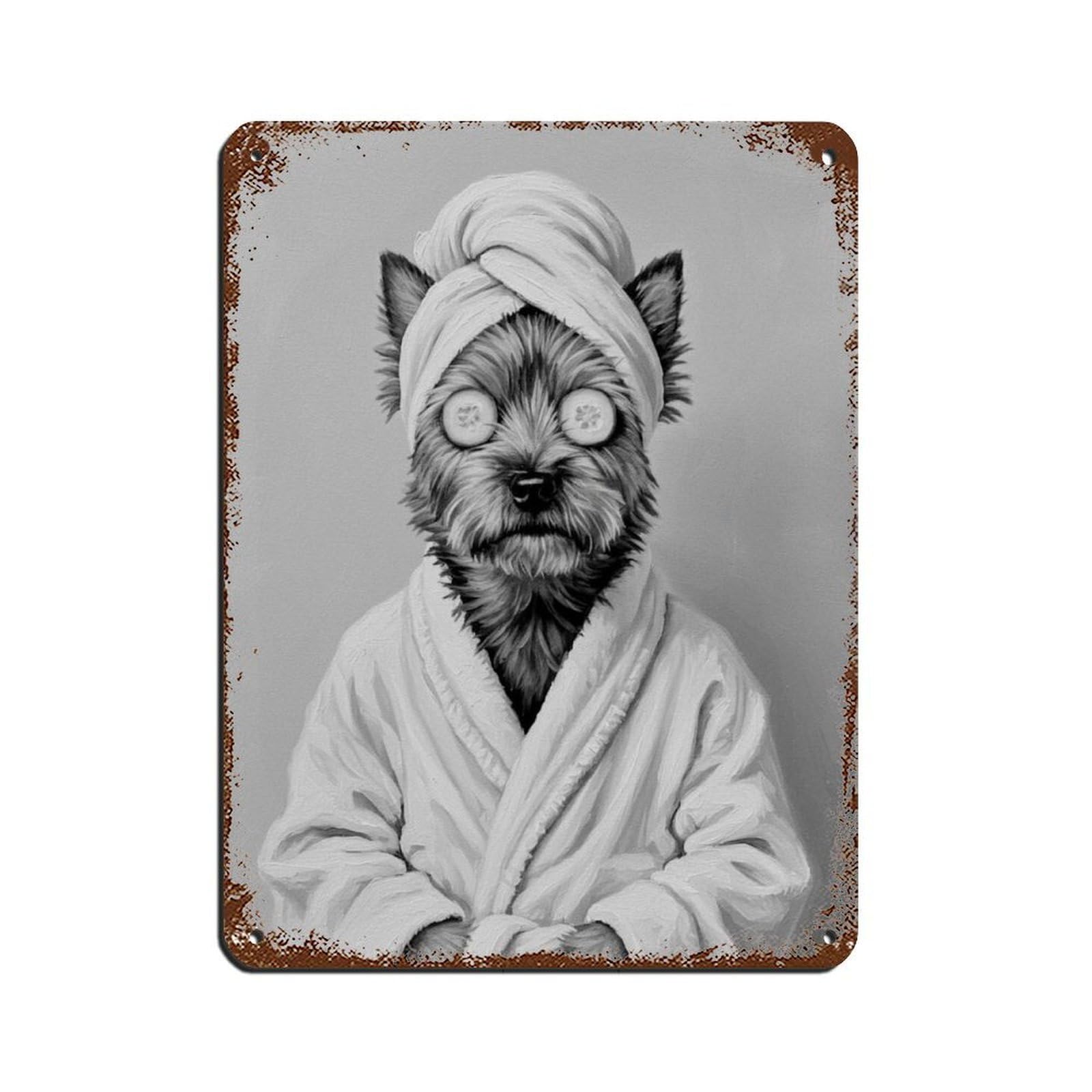 Cairn Terrier Bathroom Spa Art Tin Sign Vintage Metal Pub Club Cafe Bar Home Wall Art Decoration Poster Retro 12x16inch(30x40cm)