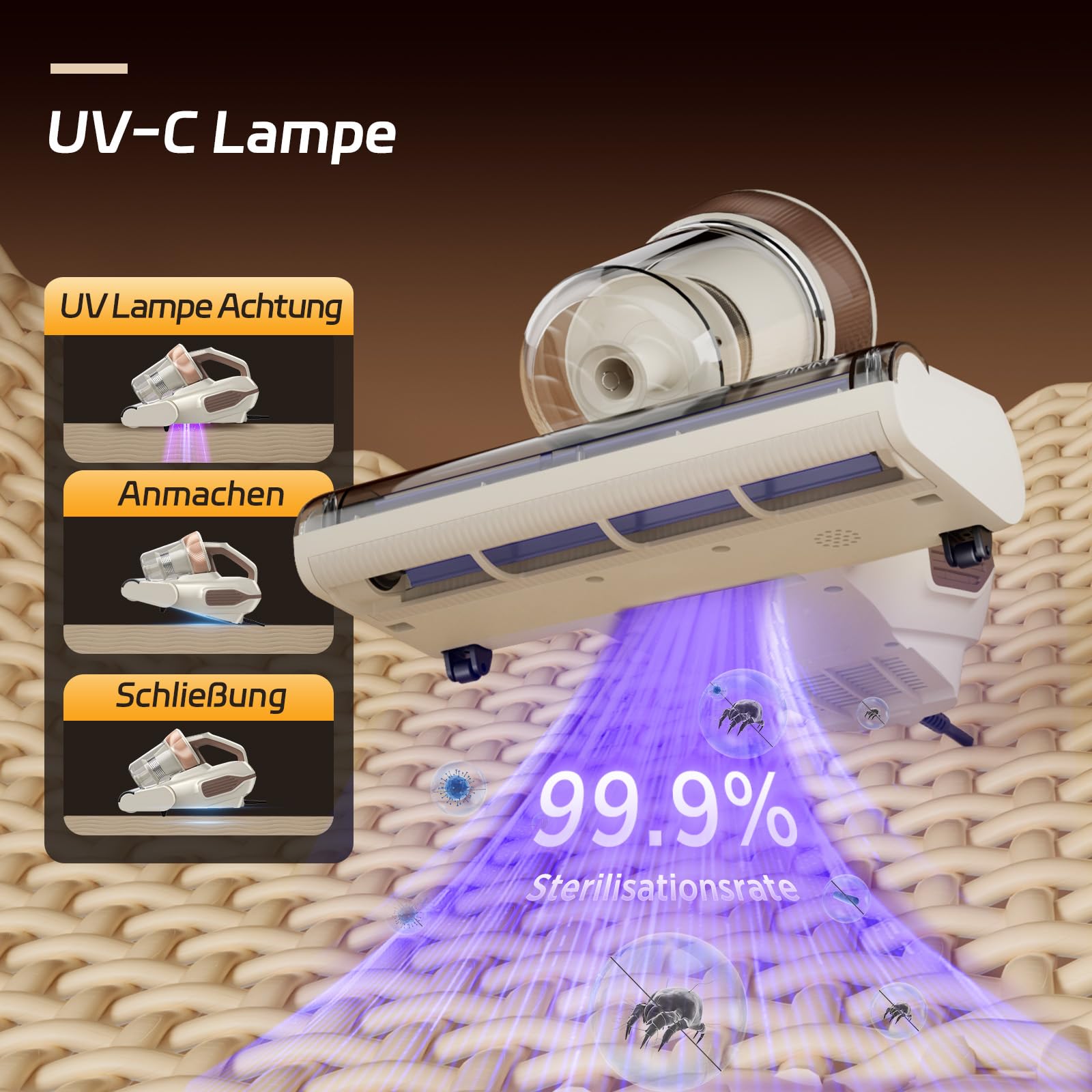 Jimmy BX6 Lite Milbensauger 15kPa Matratzensauger mit Staubsensor Heißluftfunktion UV-C Licht