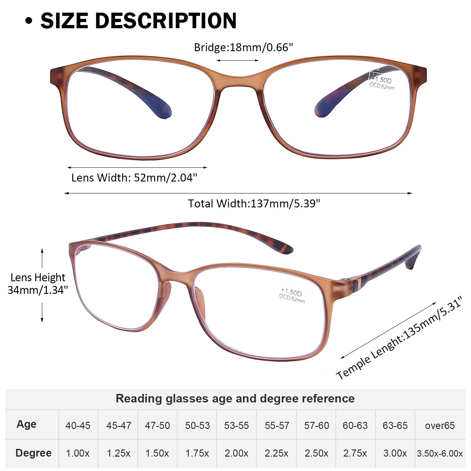 AQWANO Computer Reading Glasses 3.5 Blue Light Block - Comfortable Lightweight TR90 Flexible Frame UV Protection Anti Glare Eye Strain Readers, No Rubber Arms