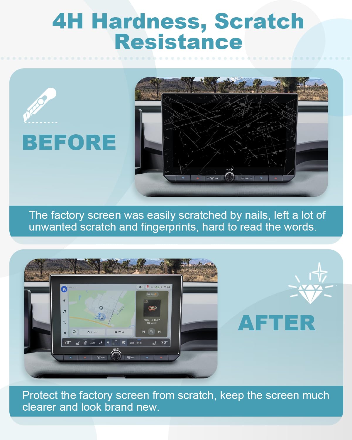 CDEFG 2Pcs for 2026 Toyota RAV4 Screen Protector 10.5-Inch, for 2026 Toyota RAV4/ RAV4 Hybrid (LE/XLE/SE/Woodland) Accessories Nano Screen Cover HD Clear - 3