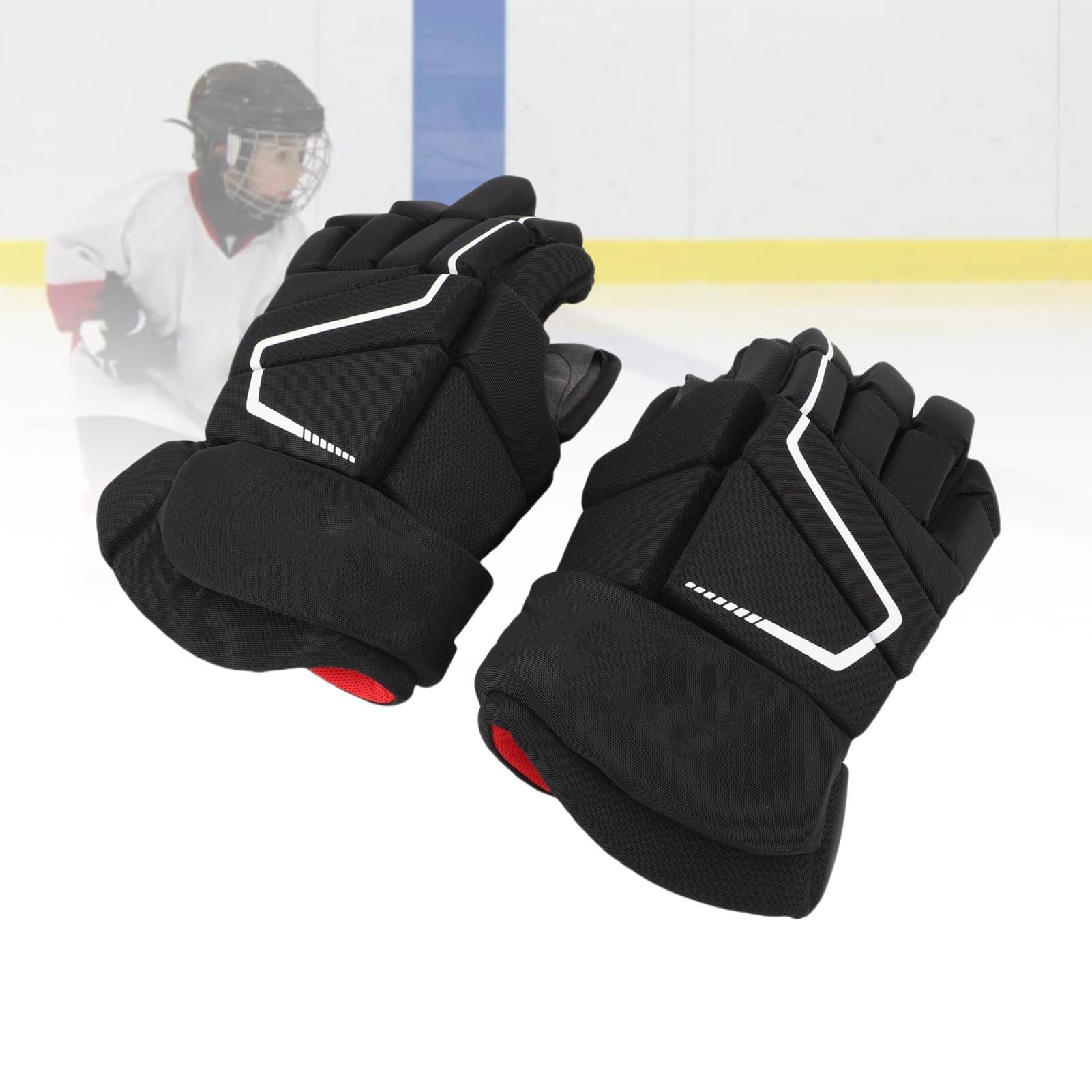 Gants de Hockey sur Glace, Gants de Hockey de Rue légers et Respirants, équipement de Protection en Mousse EVA en Nylon pour l'entraînement et Les Jeux