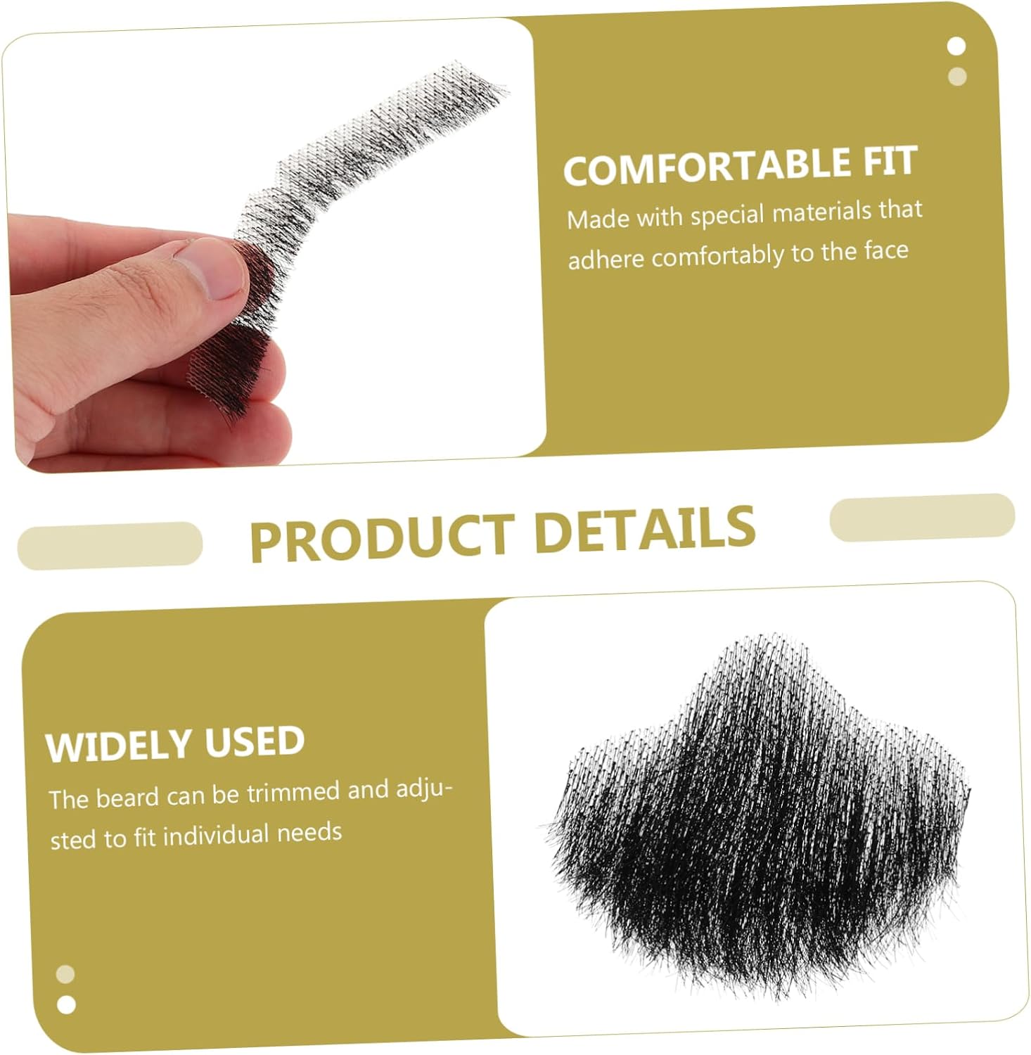 Veemoon Realistic Mens Wig Fake Beard Handmade Real Hair Goatee for Movie Drama Cosplay Black